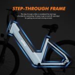 Qlife Cityone 48V Step-Through Electric Bike, Long-Range Commuter E-Bike, 26" Tires, 7-Speed, Extended Battery, Blue - Image 3