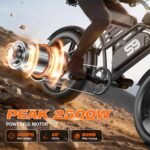 ASKGO Electric Bike for Adults & Teens, 2500W Peak, 36 MPH, 65-Mile Range, 48V 20Ah Battery, 20" Fat Tires, NFC Unlock - Image 3
