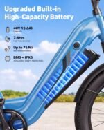 Hopepeak C30 Electric Bike, 1800W Peak Motor, 24" Fat Tires, 48V 15.6Ah Battery, 75-Mile Range, 7-Speed, Step-Through - Image 3