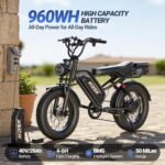 HQYEX Electric Bike for Adults, 1500W Brushless Motor, 48V 20Ah Battery, 31 MPH, 20" Fat Tires, Dual Suspension - Image 3