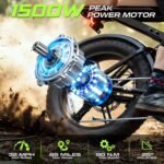 SISIGAD Electric Bike for Adults, 1500W Peak Motor, 48V 15/30Ah Battery, 100-Mile Range, 20" Fat Tires, Full Suspension - Image 3