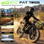 Electric Bike for Adults, 20x4" Fat Tires, Retro E-Bike, Sable Black, Fat Tire Electric Bicycle - Image 4