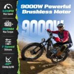 EcoE 9000W Dual Motor Electric Bike, 52 MPH, 60V 32Ah Battery, 26x4" Fat Tires, High-Power Off-Road E-Bike - Image 3