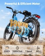 Hopepeak C30 Electric Bike, 1800W Peak Motor, 24" Fat Tires, 48V 15.6Ah Battery, 75-Mile Range, 7-Speed, Step-Through - Image 2