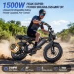 HQYEX Electric Bike for Adults, 1500W Brushless Motor, 48V 20Ah Battery, 31 MPH, 20" Fat Tires, Dual Suspension - Image 2