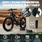 EcoE 9000W Dual Motor Electric Bike, 52 MPH, 60V 32Ah Battery, 26x4 Fat Tires, Off-Road E-Bike - Image 4