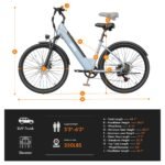 Qlife Cityone 48V Step-Through Electric Bike, Long-Range Commuter E-Bike, 26" Tires, 7-Speed, Extended Battery, Blue - Image 7
