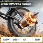 ASKGO Electric Bike for Adults & Teens, 2500W Peak, 36 MPH, 65-Mile Range, 48V 20Ah Battery, 20" Fat Tires, NFC Unlock - Image 2